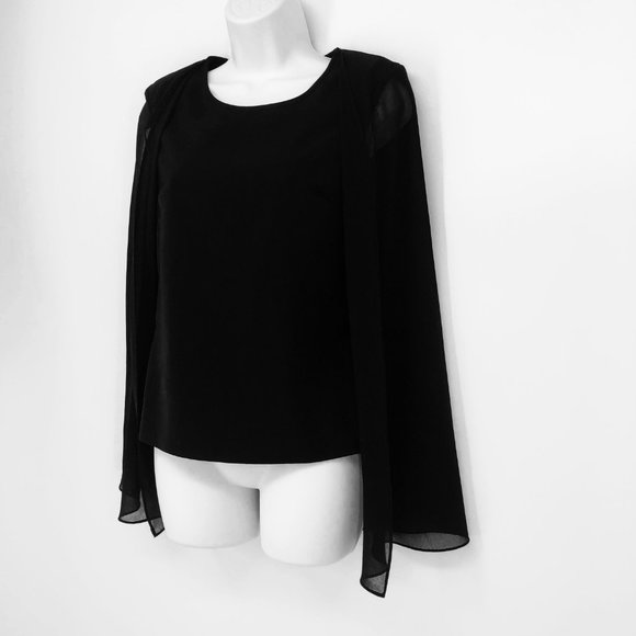 Marciano Guess Lael Cadi Cape Black Top Blouse - Picture 4 of 8